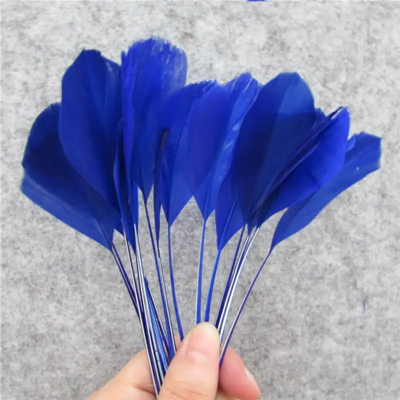 blue Натуральное красивое гусиное перо Рождественская елка украшения DIY Домашний Декор вазы аксессуары 100 корень 15-20 см 6-8 дюймов - Цвет: blue