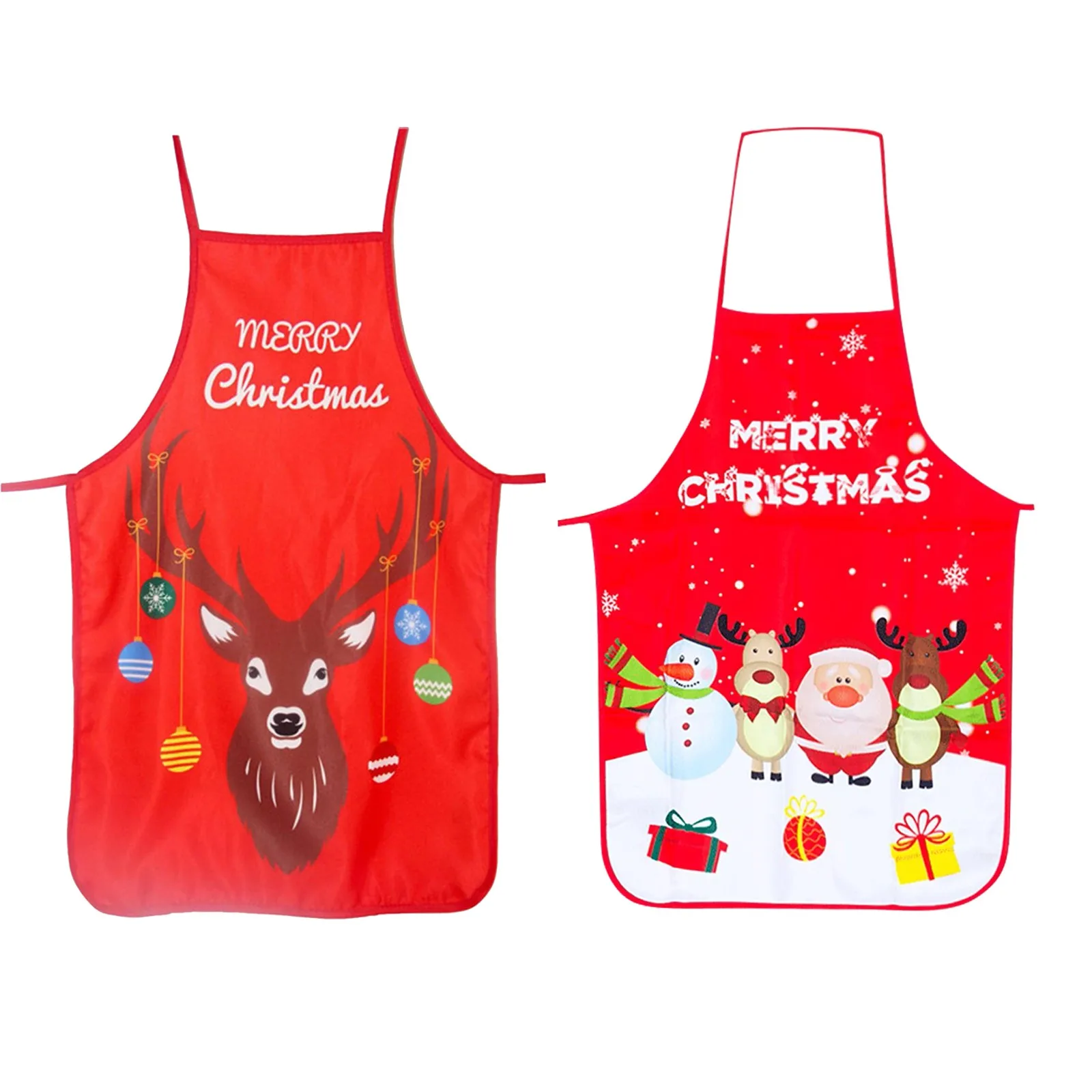 Merry Christmas Cooking Bib Aprons Flannel Women Pron Kitchen