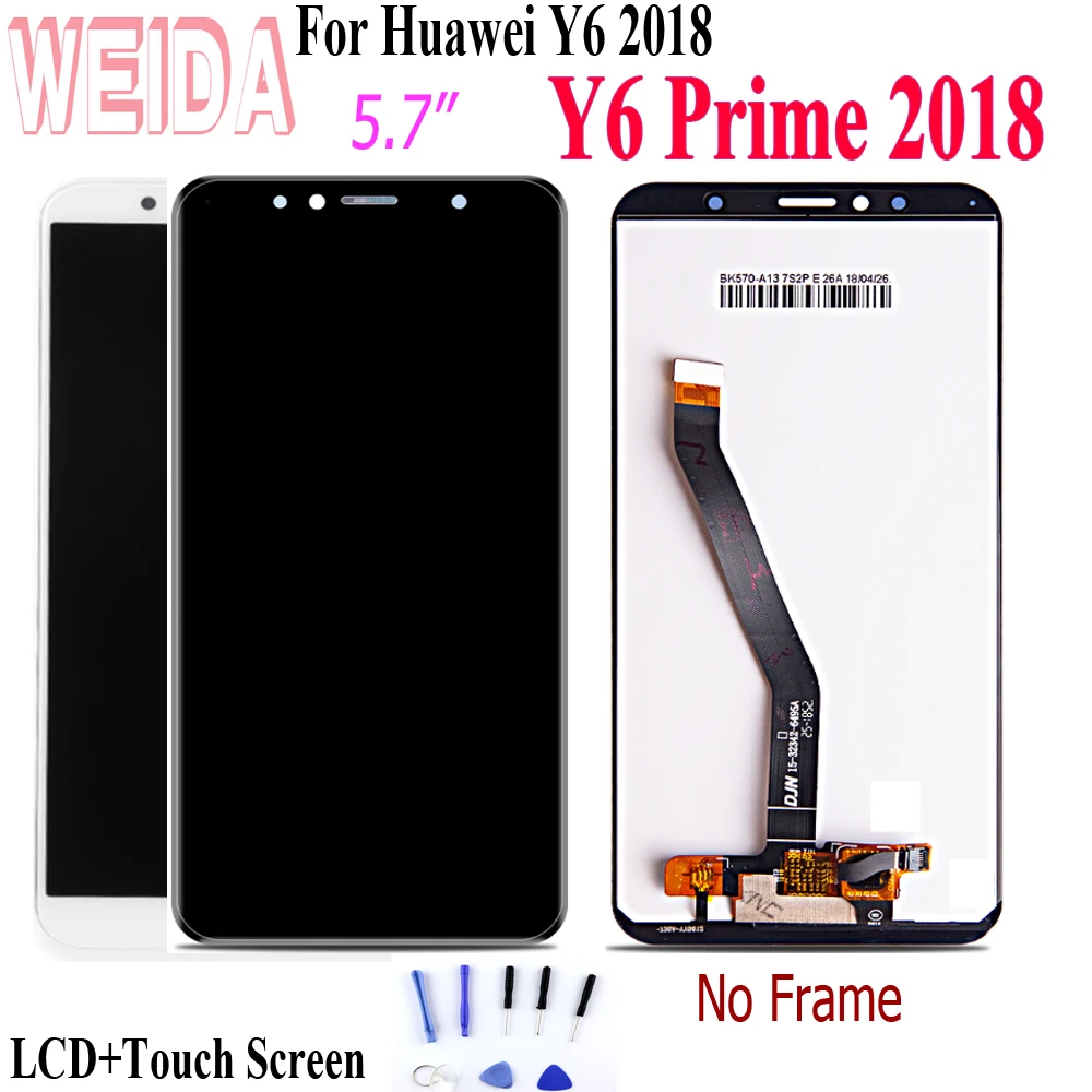 

Weida 5.7" Y6 Prime 2018 Lcd For Huawei Y6 2018 LCD DIsplay + Touch Screen Digitizer Assembly With Tool ATU L11 L21 L22 LX1 LX3
