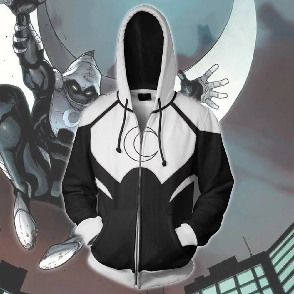

Moon Knight Marc Spector Cosplay Costumes Moon Knight Hoodies 3D Printed Sweatshirt Sweater Cartoon hooded sweater men Jackets