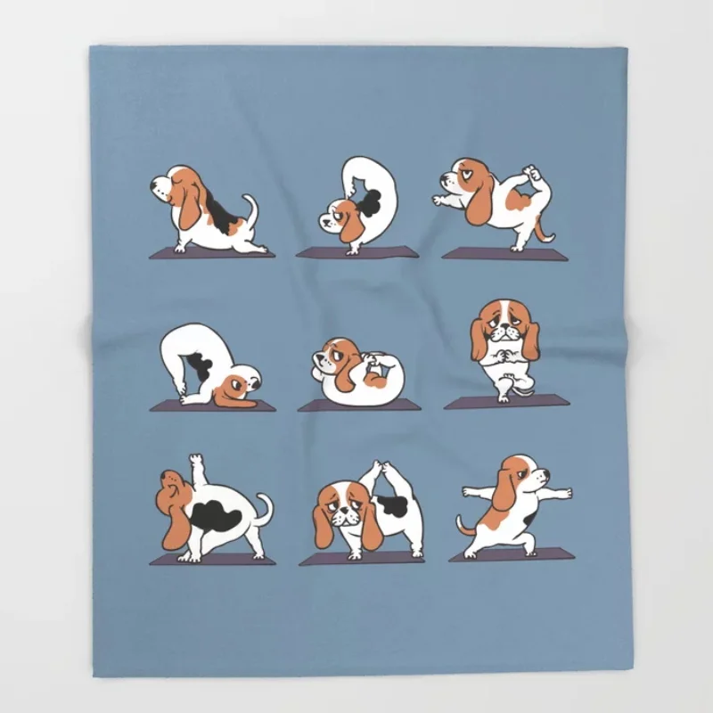 Basset Hound yoga Throw Blanket
