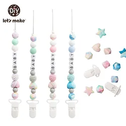 Let's Make Baby Pacifier Clip Chain Personalized Nipple Holder Clips Silicone Teething Toy Gifts Chain Clips Baby Accessories