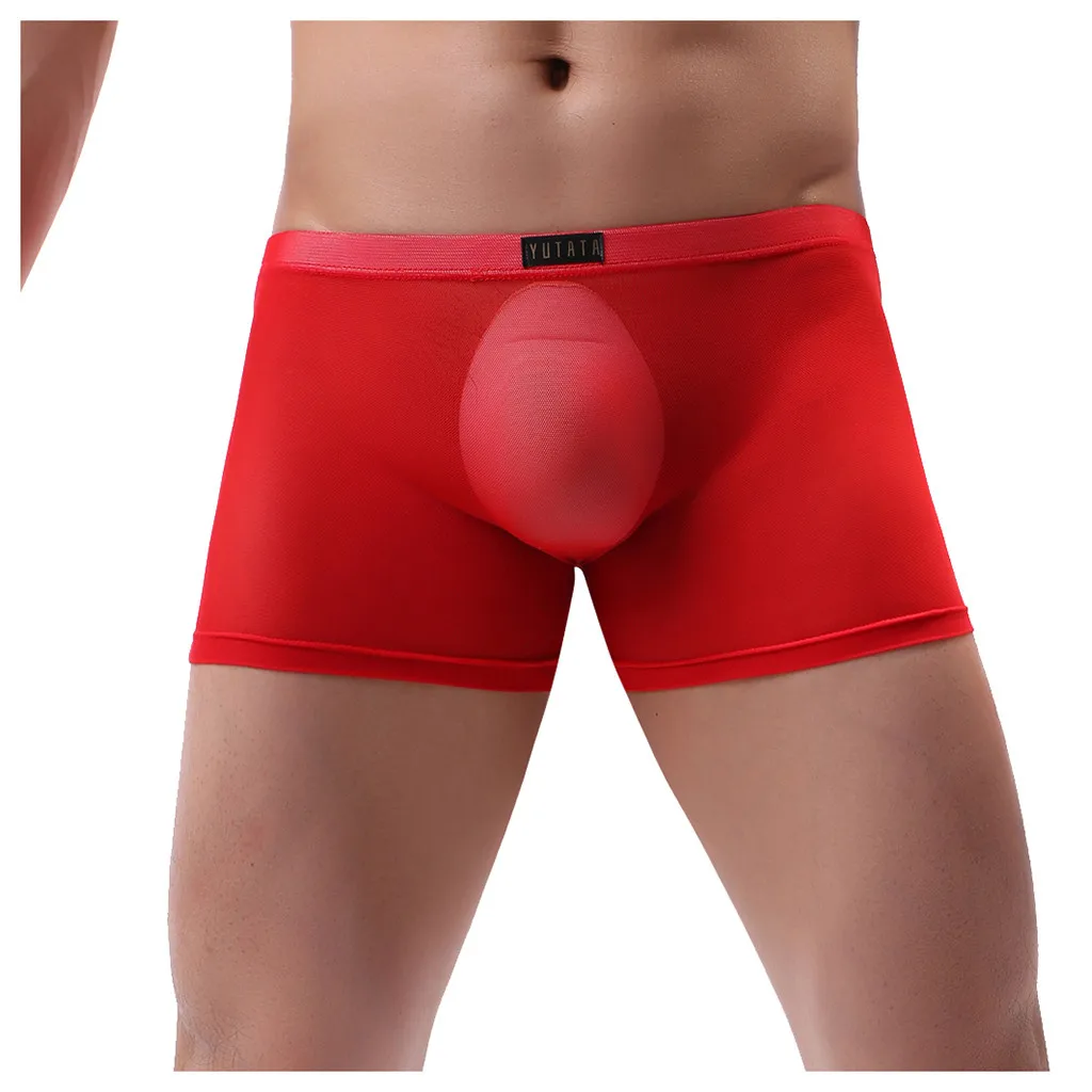 

Breathable Man Boxer Solid Underpants Comfortable Transparent Mesh Quadrangle Trousers Flat Pants Sexy Quartet Pants Knickers