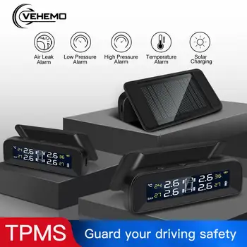 

TPMS 4PCS Sensor Tire Pressure Monitoring System Car Collapsible Tire Pressure Alarm Solar Energy