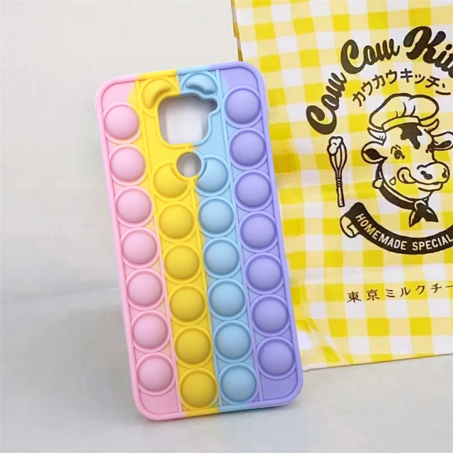 For Redmi Note 9 Pro 9S 7 8 Pro Push Pop Bubble Fidget Toy Soft Case for Redmi 9 9T 9C 9A Mi Poco X3 M3 Sensory Stress Reliver Redmi note 9