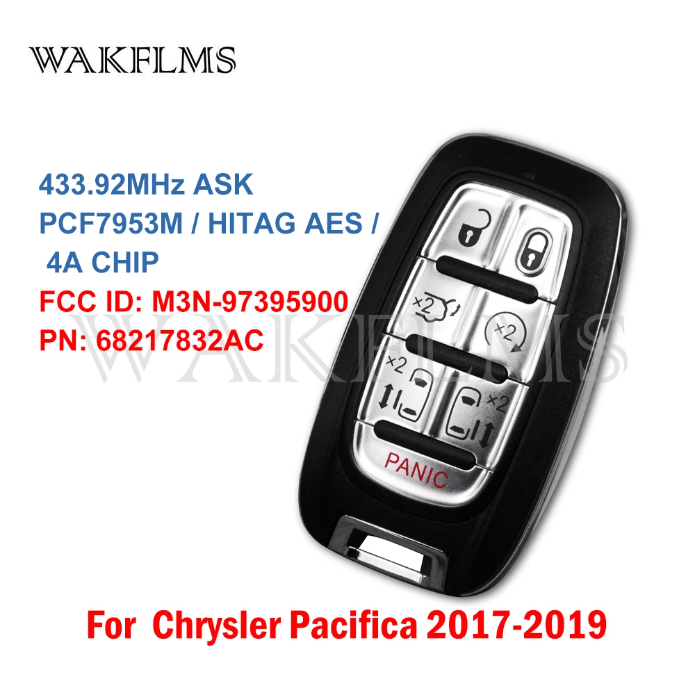 For Chrysler Pacifica 2017 2018 2019 7Btns Smart Remote Car Key 433.92MHz M3N-97395900 68241532AC