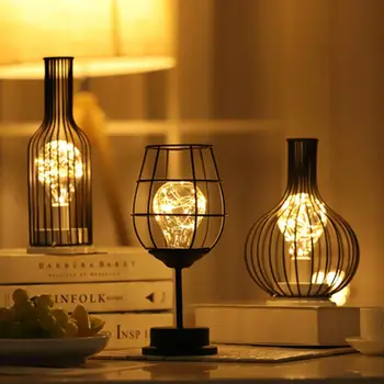 

4 Types Iron Wine Bottle LED Light Durable Classic Elegant Desk Lamp Innovative Home Decoration Rack For Home Restaurant