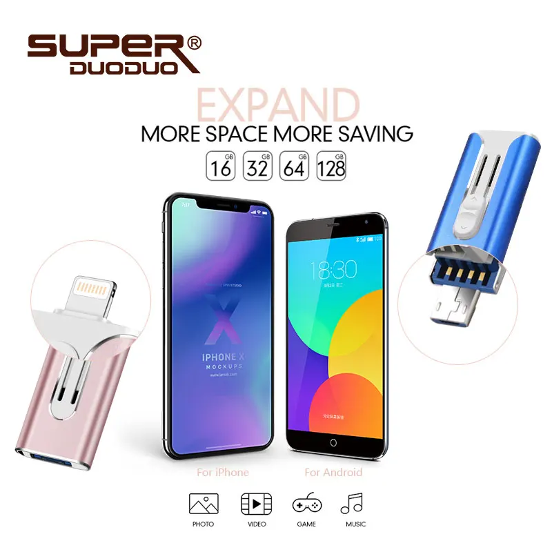 OTG USB флеш-накопитель Usb 2,0 флеш-накопитель для iPhone/iPAD/Android смартфонов/планшетов/ПК 8 ГБ 16 ГБ 32 ГБ 64 Гб 128 ГБ флешка