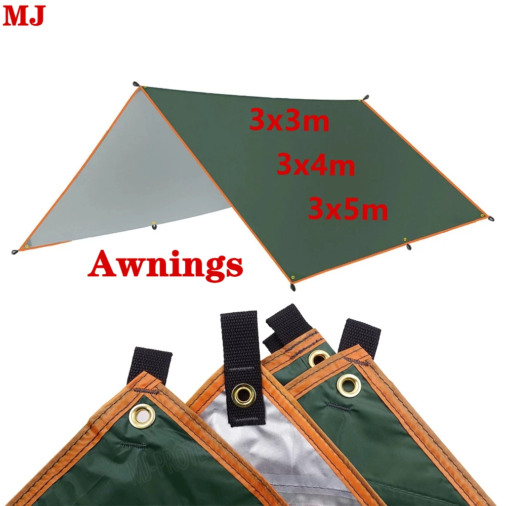 4x3m 3x3m Awning Waterproof Tarp Tent Shade Ultralight Garden Canopy Sunshade Outdoor Camping Hammock Rain Fly Beach Sun Shelter 2