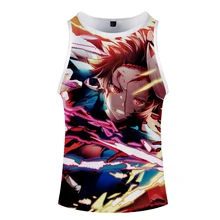 Demon Slayer майка с 3d принтом модная крутой Баскетбол хипстер Удобная популярная летняя с круглым вырезом летняя без рукавов для мужчин/женщин