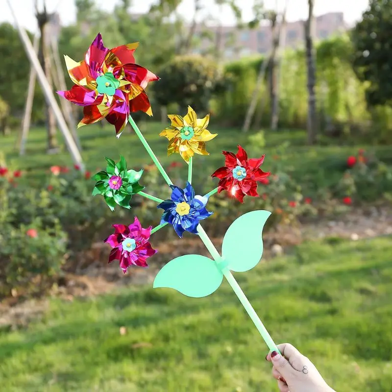 Windmill Toys 6 Wheel Cartoon Windmill Toys Whirligig Wind Spinner Pinwheel Yard Garden Decor K1MF