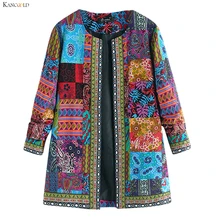 KANCOOLD пальто Женская винтажная, этнический стиль цветочный принт длинный рукав плюс размер хлопок Мода Новые пальто и куртки для женщин 2019Oct8
