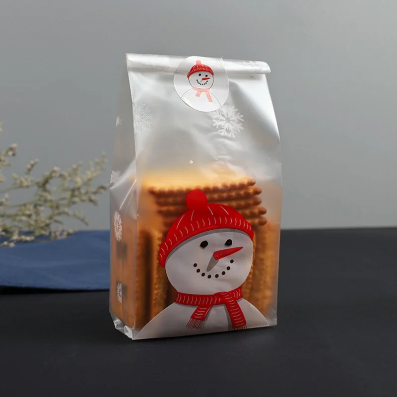 50 шт. забавные рождественские Упаковочные пакеты для печенья, липкие бумажные Мультяшные Санта-Клаус, вечерние, детские, для печенья, для выпечки - Цвет: B