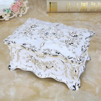 

European 2-Layers Style Jewelry Box Retro Floral Carved Necklace Pendant Holder