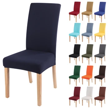 

Solid Color Spandex Dining Chair Covers Grey Black Stretch Slipcovers Universal Removable Chair Protective Covers