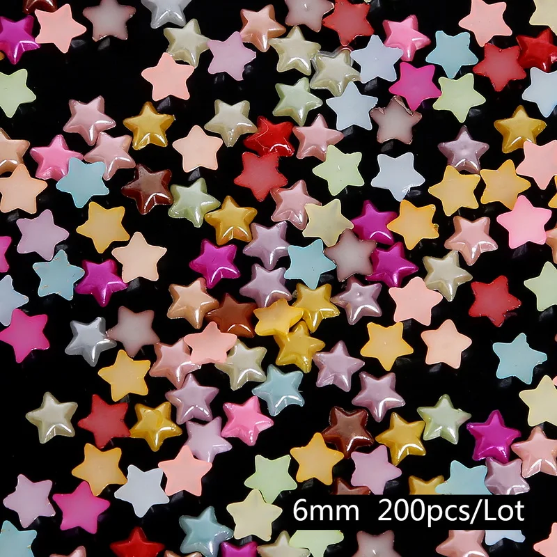 6mm star 50-1000 шт смешанные цвета размер полукруглые жемчужные бусины Ремесло Кабошон Украшение для альбома Flatback Дизайн Ногтей Бисер для одежды DIY - Цвет: 6mm star