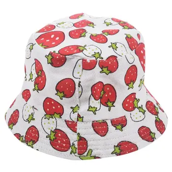 

Strawberry pattern Cute Sweet Child Boys Girls Toddler Summer Bucket Sun Hat Fisherman Cap red