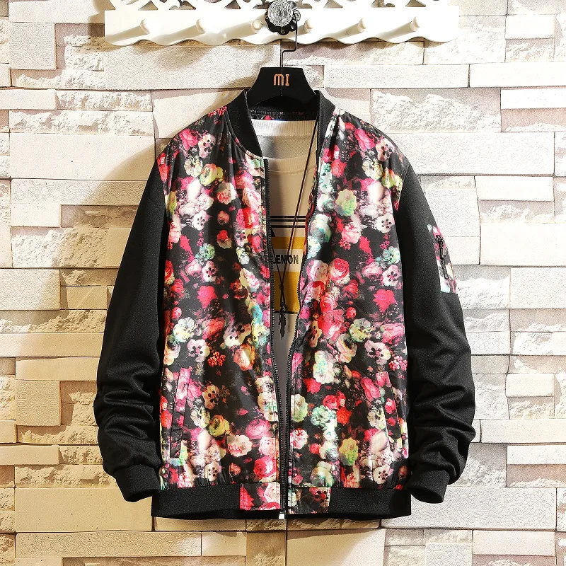 70% OFF 2019 New style Fashion Men spring slim fit Stand collar Printing jacket/Male High quality retro style Leisure coat Plus S-5XL
