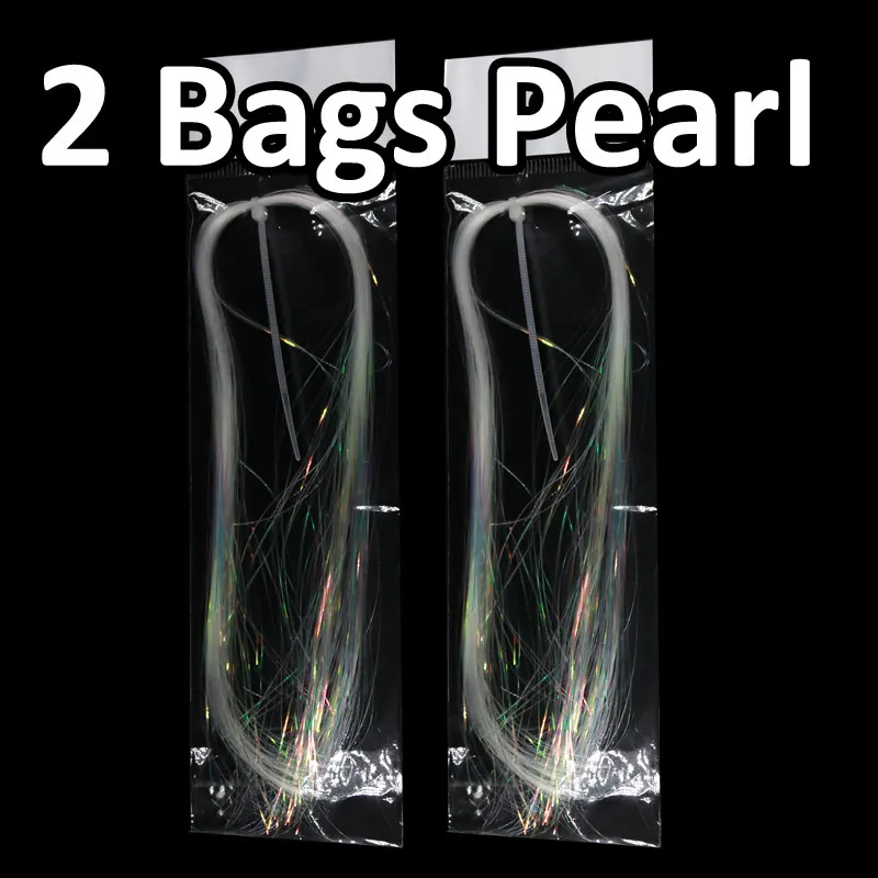 2 bags pearl white Bimoo 2 упаковки УФ лед крыло мухобойка Flashabou трубка Щука мухобойка материалы приманка джиг DIY вспышки - Цвет: 2 bags pearl white