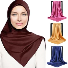 

90cm Big Square Silk Scarves for Women Shawl Head Covering Ladies Professional Squares New Design Silk Scaves Solid Colors