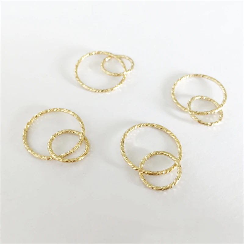 14K Gold Filled Sparkle Interlocking Rings Charm 15MM Gold Pendant For Bracelet Necklace Earring DIY Jewelry Findings