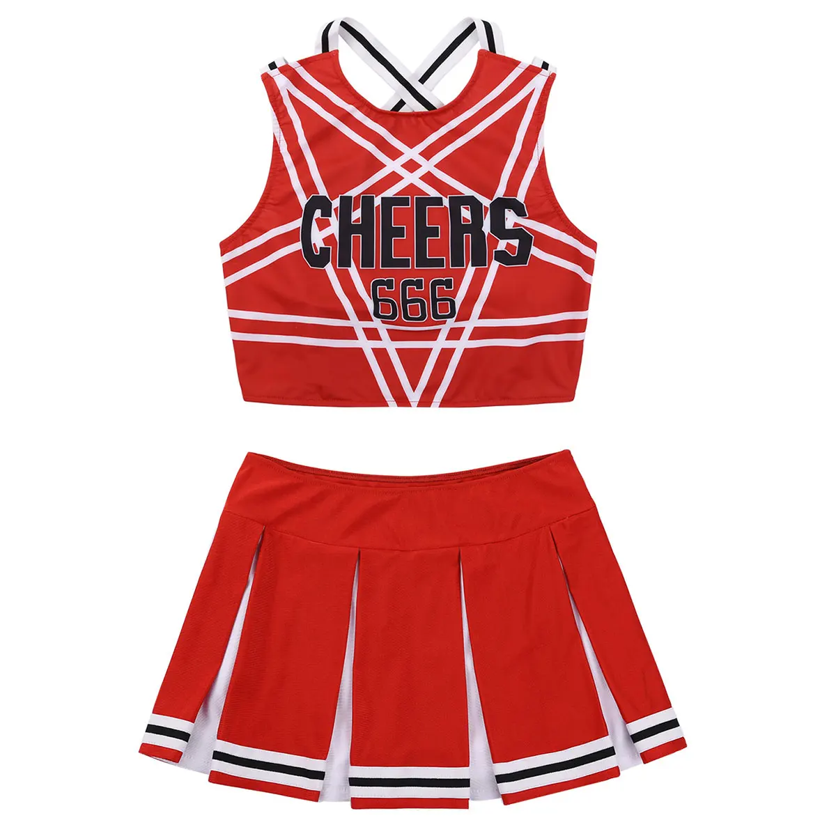 Women Lingerie Set Japanese Schoolgirl Cosplay Uniform Sexy Sleeveless Crop Top with Mini Pleated Skirt Cheerleader Costume