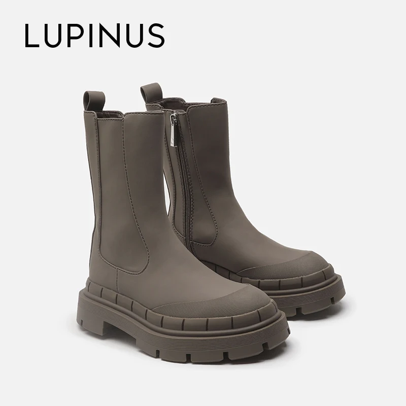 Зимние женские ботинки челси LUPINUS модные ботильоны на платформе с круглым носком