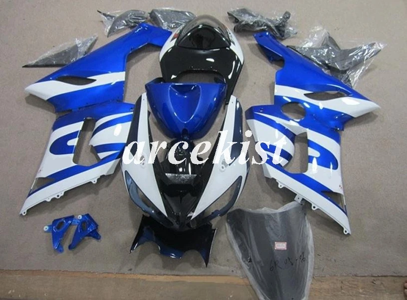 ABS мотоцикл обтекатели комплект подходит для kawasaki Ninja ZX6R 636 2005 2006 05 06 6R ZX-6R Кузов Набор на заказ синий белый