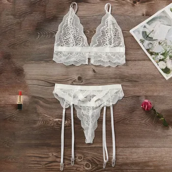 

Feitong New Women's Underwear Breathable Lingerie Lace Hollow Openwork Sexy Perspective Women Underwear Set Female Underpants