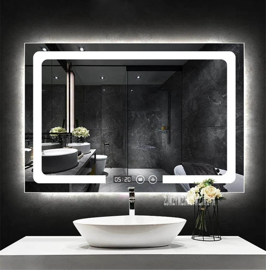 CTL300 умное настенное зеркало для ванной комнаты прямоугольный сенсорный выключатель противотуманное зеркало для ванной со светодиодной подсветкой 110 V/220 V(700x900mm