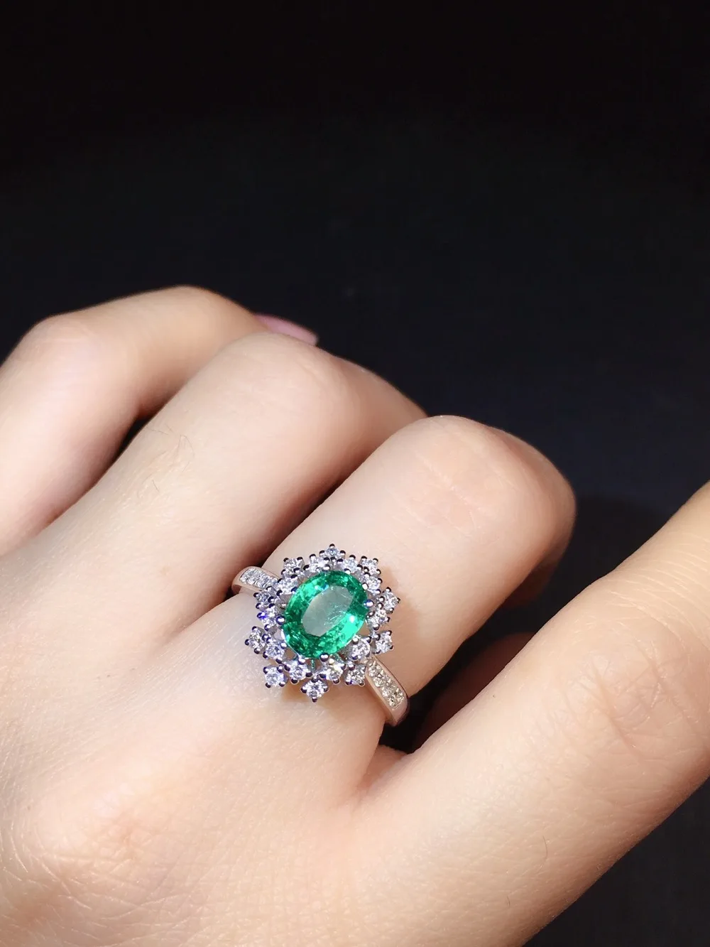 Изумрудное кольцо 0.97ct чистое 18 K золотое ювелирное изделие натуральный изумруд драгоценные камни бриллианты женские обручальные кольца для женщин изящное кольцо