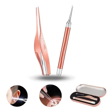 

LED Lamp Children Earpick Stainless Steel Visible Glowing Earwax Removal Tool Set