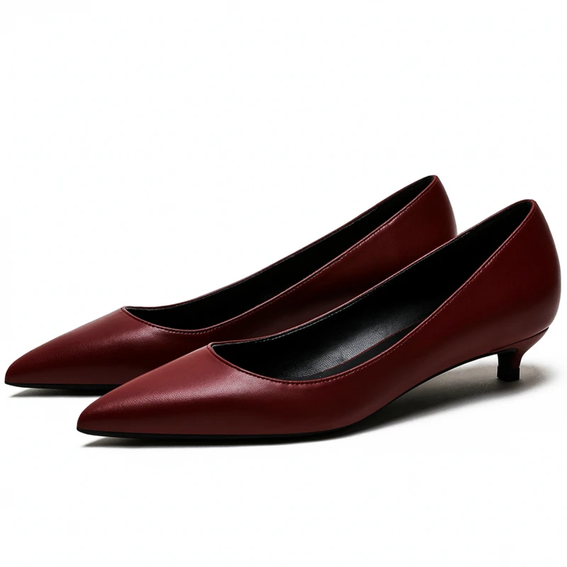 

Sweet Shoes 3CM Low Heel Basic Solid Ladies Pointed Toe Stiletto High Heels Slip On Shoes Spring Pumps Shoes Big Size D0033