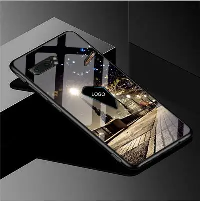 Небесно-голубой Чехол для Asus ROG Phone2 ZS660KL из закаленного стекла с мультипликационным рисунком из мягкого силикона с узором чехол для ASUS ROG Gaming Phone 2 задняя крышка - Цвет: Небесно-голубой