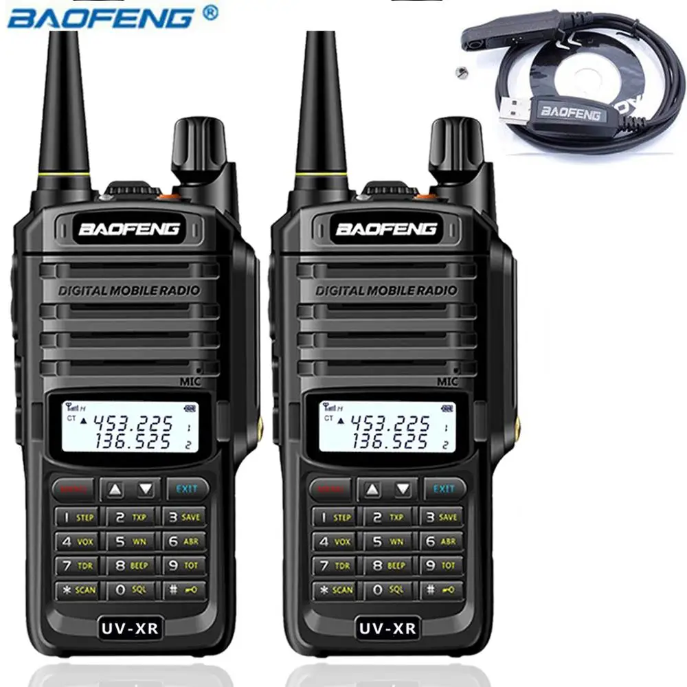 add program cable 2 шт. Baofeng UV-XR 10 Вт мощная рация CB радио набор портативный 10 км дальность двухстороннее радио uv-9r uv9r плюс - Цвет: add program cable