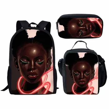 

THIKIN School Bags Black Art African Girls Print School Bagpack for Kids Book Bag Students Schoolbag Children Mochila Escolar