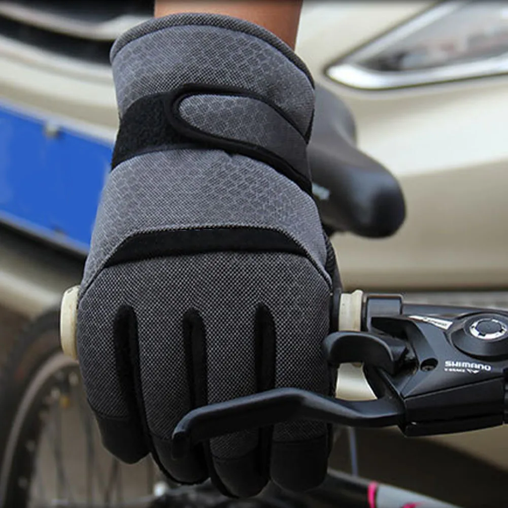 Серый Men Accessories Breathable Outdoor Wind Proof Sports Gift Keep Warm Cycling Gloves Winter Thickened Anti Slip Full Finger Solid - Цвет: Серый