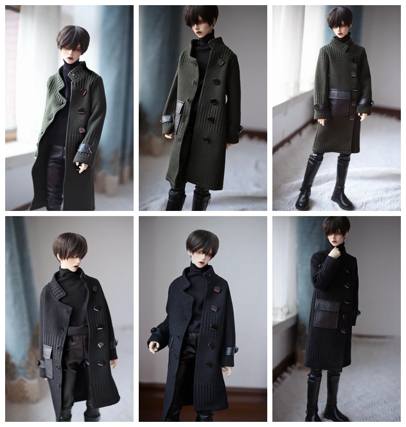 

Long Coat Army Green Black Outfits Top Clothing For 1/4 1/3 24" 60cm Tall Male BJD SD SD17 Uncle DK DZ AOD DD Doll HEDUOEP