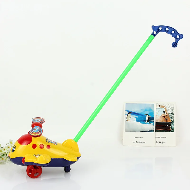 

Baby toddler cart hand push airplane children's toy pushing music with Bell single rod tongue trill toy