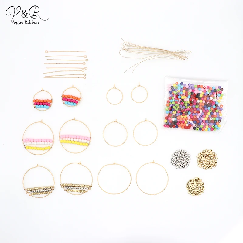 

DIY Handmade Jewelry Making Multiple Color Bead Charms Pendants Hoop Earring Set Components Fashion Accessories Gift DIY-138