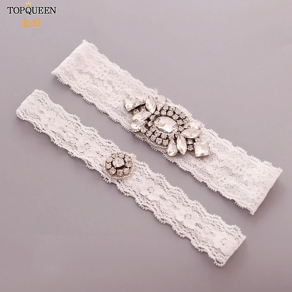 

TOPQUEEN Rhinestone Wedding Garters Sexy Lace Garters Fahion Soft Sexy Women Girl Wedding Party Bridal Leg Garters THS336 TH21