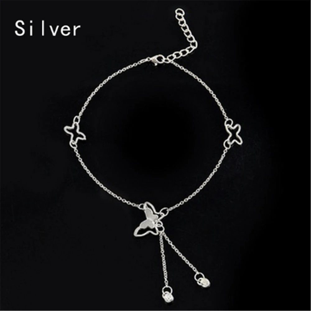 silver Горячая Распродажа, Модные бабочки, кулон, ножной браслет ножные браслеты, серебро, розовое золото, цвет, Винтажные Ювелирные изделия для женщин, аксессуары - Окраска металла: silver