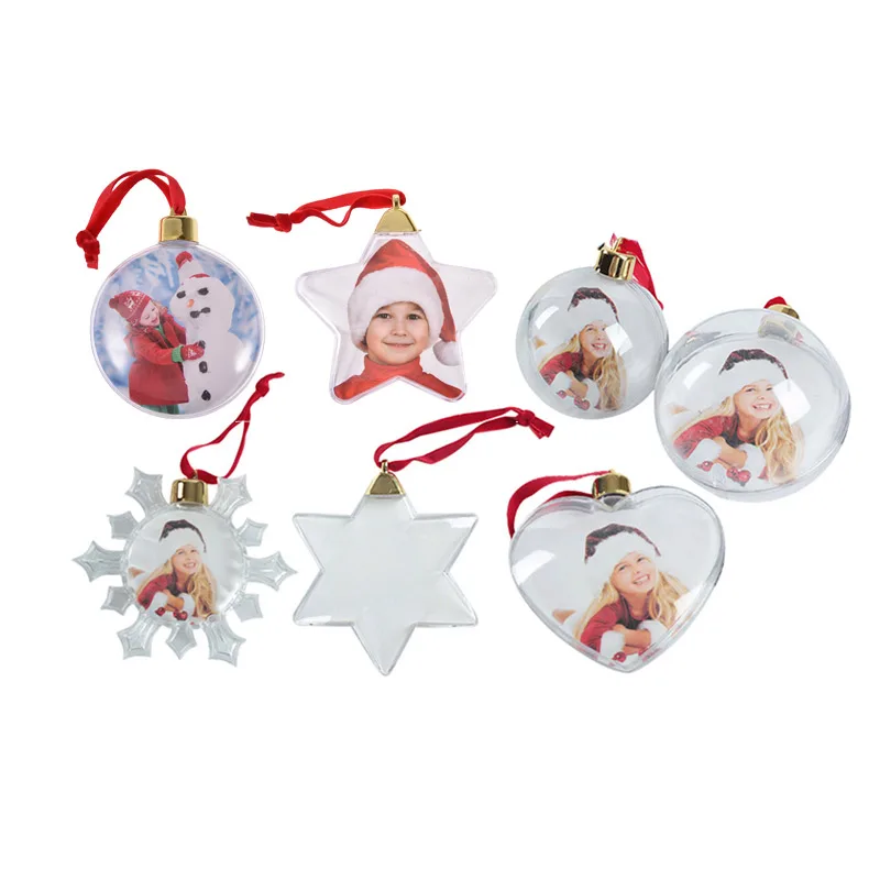 Рождественские украшения Прозрачная пластиковая фоторамка пятиконечный шар