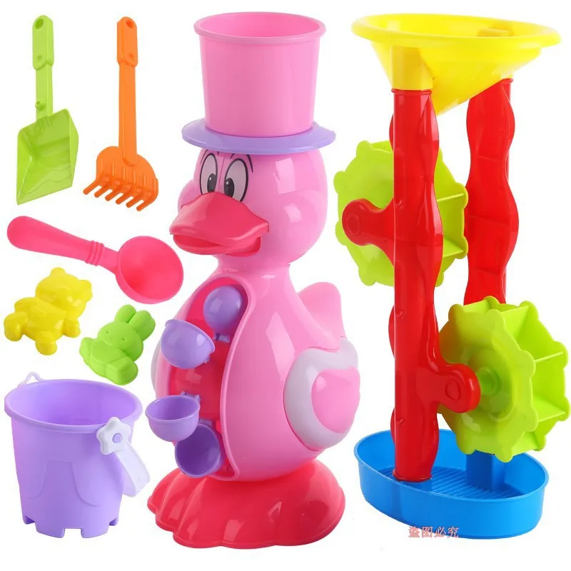 

Young CHILDREN'S Multi-functional Little Duck Large Sand Filter Set Outdoor Beach Toys Sand Cart Shovel Sand Cassia Seed
