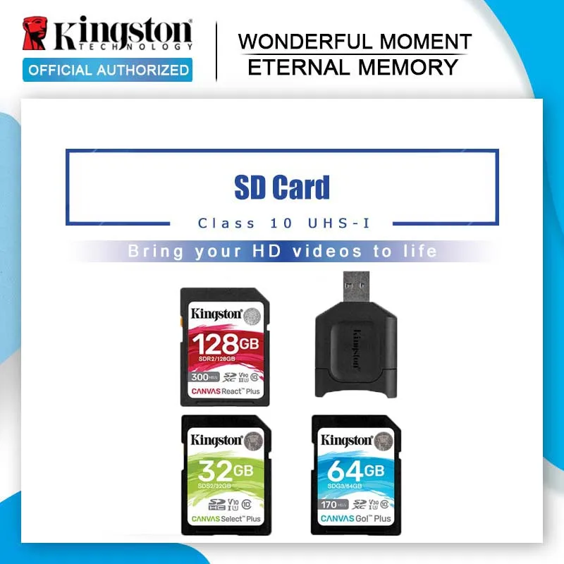 Kingston 128 ГБ sd карта 16 памяти класс 10 64 Карта SDHC SDXC USH I HD видео 32 SD для камеры 256