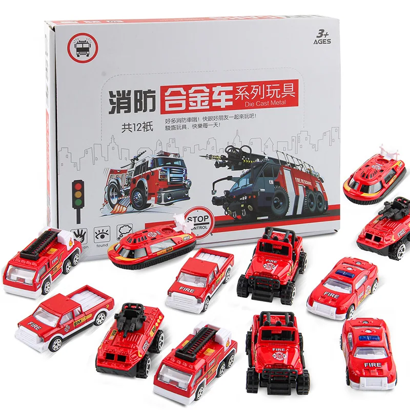 

Children Pull Back Car Alloy Car Model 12 Shuttlecocks In Each Box Model Engineering Vehicle Firefighting Police Car Military Ca