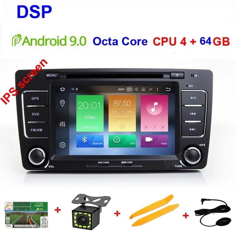 DSP ips 2 Din автомобильный DVD gps для Skoda Octavia 2012 2013 A 5 A5 Yeti, Fabia автомобильный Android 9,0 8 Core 4 Гб ram Стерео Радио Навигация - Цвет: Octa Core 4G 64G DSP