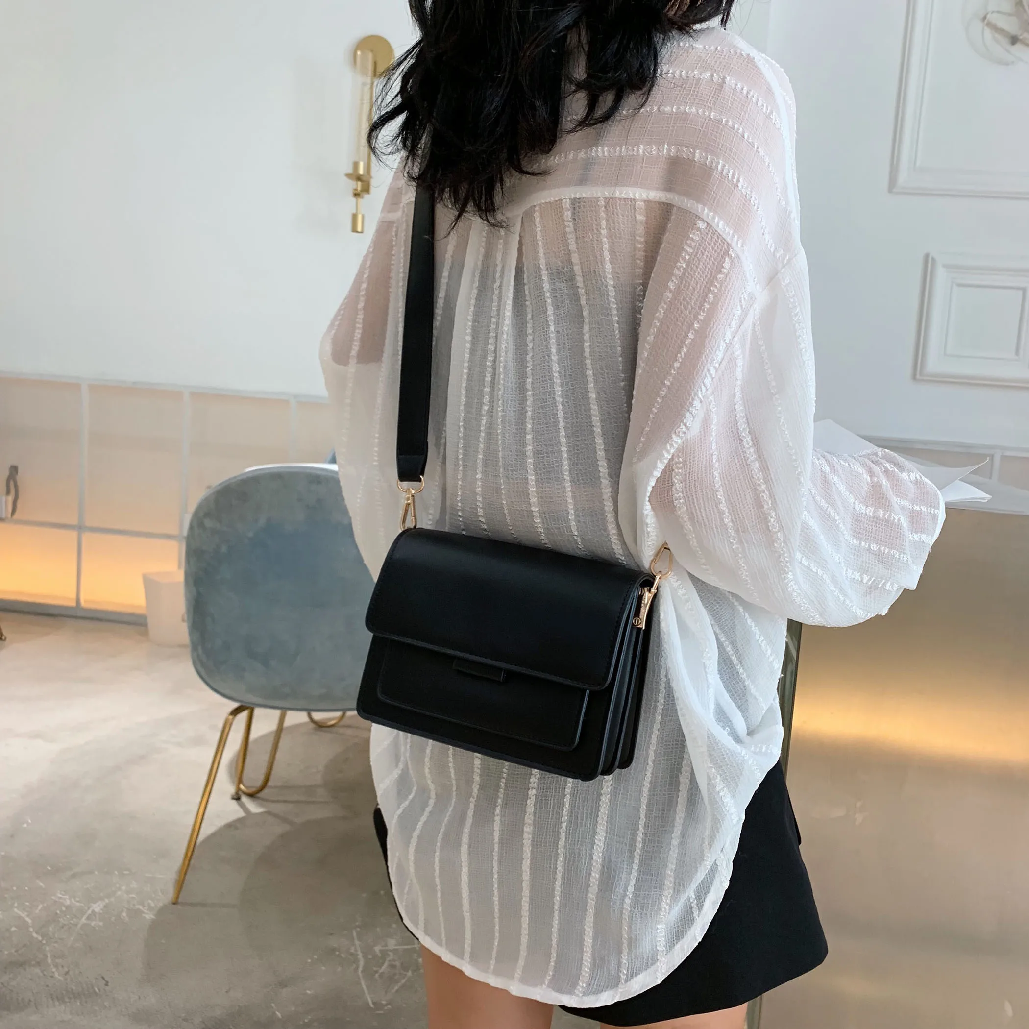  Solid Color PU Leather Crossbody Bags For Women 2019 Luxury Quality Shoulder Messenger Bag Female H - 4000079172854
