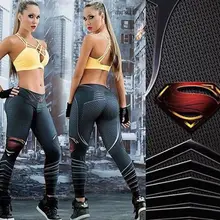 3D и принтом Супермена из обтягивающие женские леггинсы для фитнеса Спортивная одежда для бега тянущиеся Штаны с высокой посадкой Брюки тренировочные леггинсы