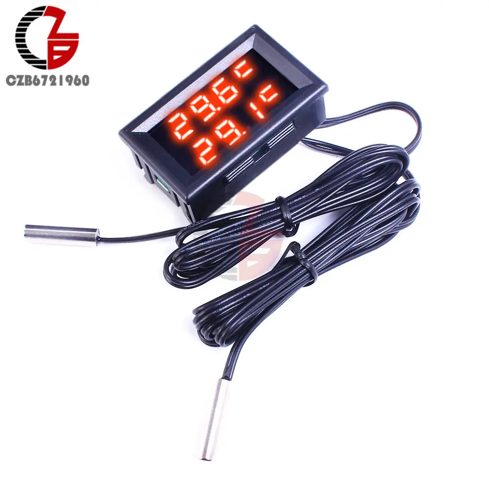 4 Digit DC 4-28V Мини встроенный светодиодный цифровой термометр инкубатор холодильник измеритель температуры автомобиля монитор детектор аквариума Отопление охлаждающий тестер - Цвет: 4 Digit DC 4-28V